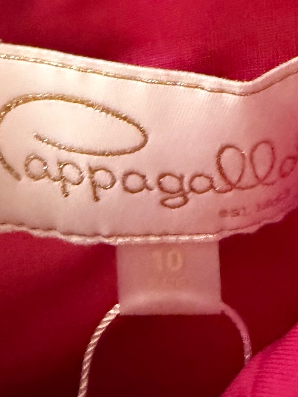 Pappagallo Fuchsia Shift Dress with Gold Lace Trim - Picture 3 of 3